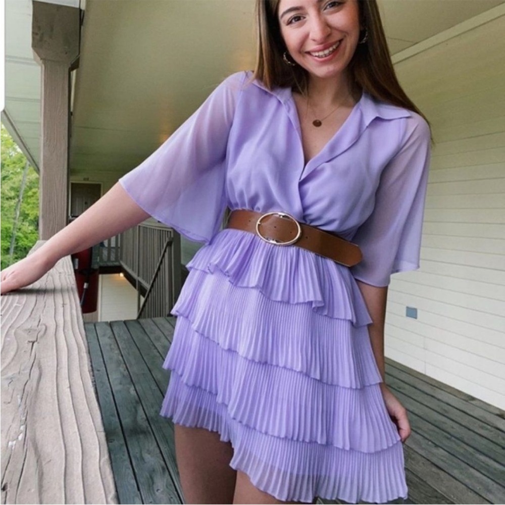 Zara new with tags ZARA PLEATED DRESS
COLOR: LIGHT LILAC - Picture 9 of 12